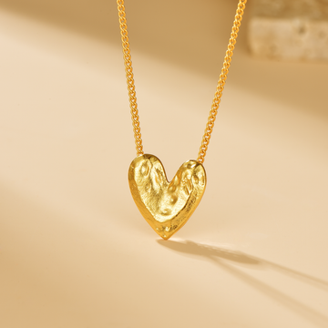 Textured Heart Pendant Necklace - Necklace - ONNNIII