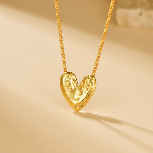 Textured Heart Pendant Necklace - Necklace - ONNNIII