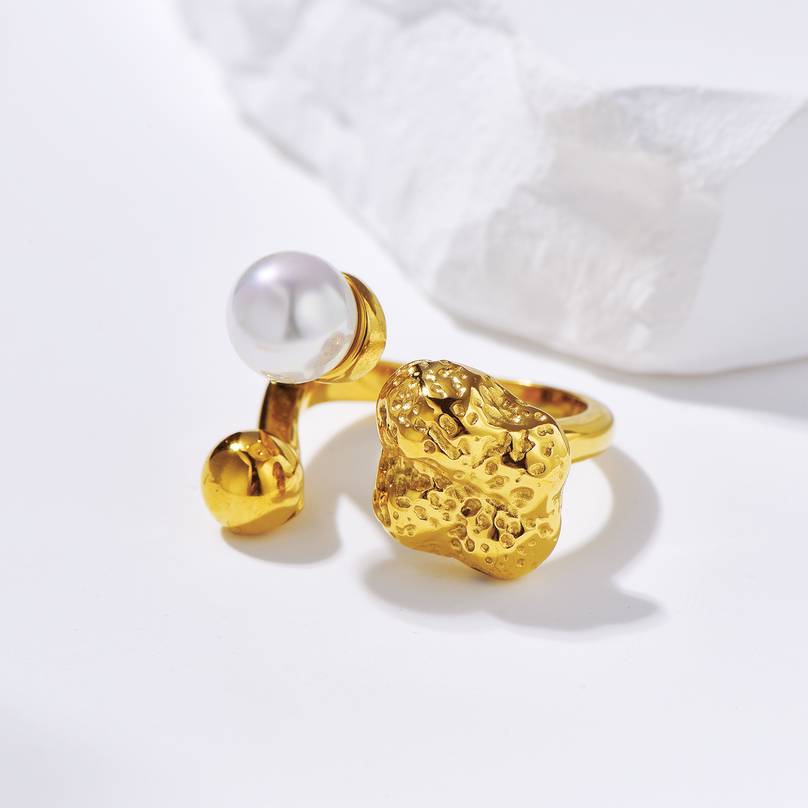 Pearl Textured Open Ring - Ring - ONNNIII