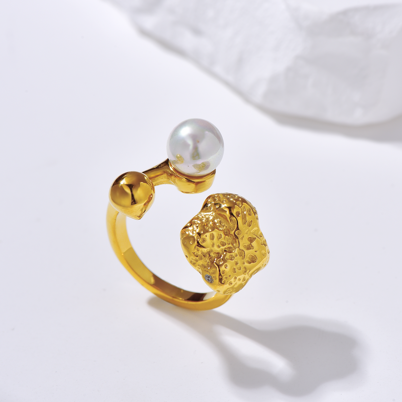 Pearl Textured Open Ring - Ring - ONNNIII
