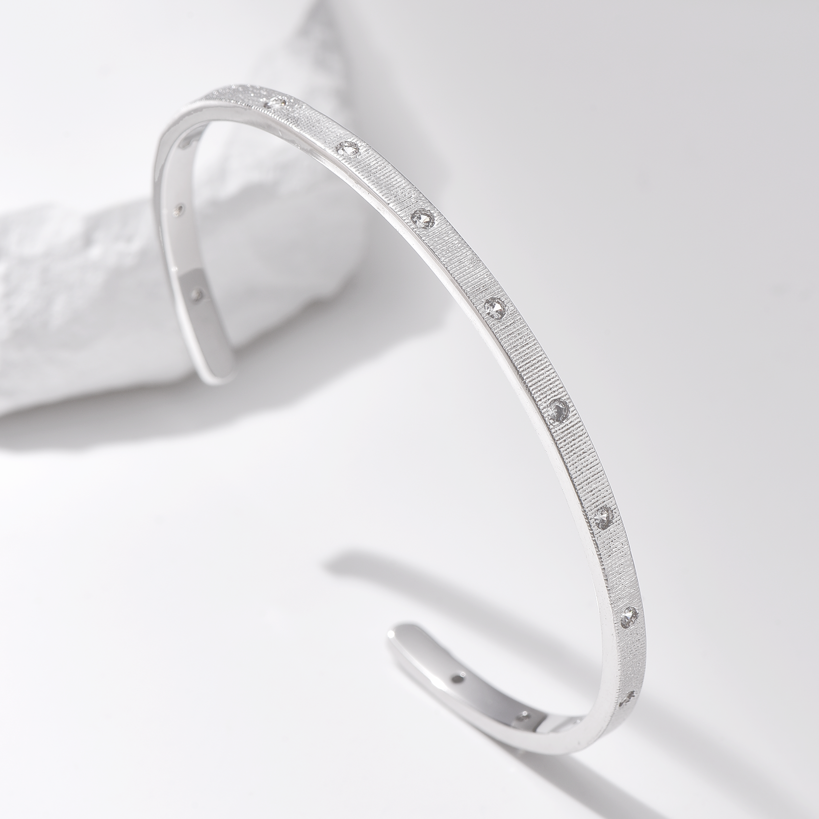 Textured Cuff Bangle - Silver - Bracelet - ONNNIII