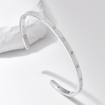 Textured Cuff Bangle - Silver - Bracelet - ONNNIII