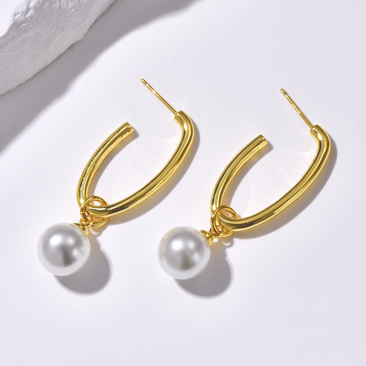 Oval Hoops with Pearl - Gold - Earrings - ONNNIII