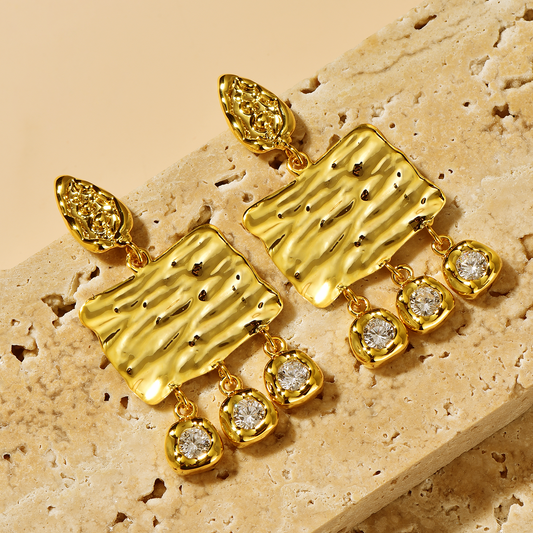 Wave Textured Drop Earrings - Earrings - ONNNIII