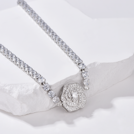 Rose Pendant Tennis Choker Necklace - Necklace - ONNNIII
