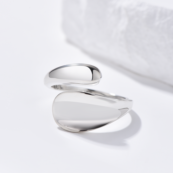Wave Open Ring - Rhodium Plated Sterling Silver - Hypoallergenic - Ring - ONNNIII