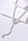 Snow Flower Pearl Drop Necklace - 4 Ways to Wear - White - Long Necklace - ONNNIII