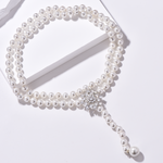Snow Flower Pearl Drop Necklace - 4 Ways to Wear - White - cream - Long Necklace - ONNNIII