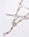 Snow Flower Pearl Drop Necklace - 4 Ways to Wear - Multicolour - Long Necklace - ONNNIII