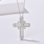 Pavé Cross Pendant Necklace - Rhodium Plated Sterling Silver - Necklace - ONNNIII