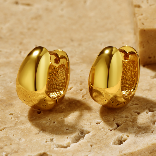 Dome Huggie Earrings - 18K Gold Plated - Earrings - ONNNIII