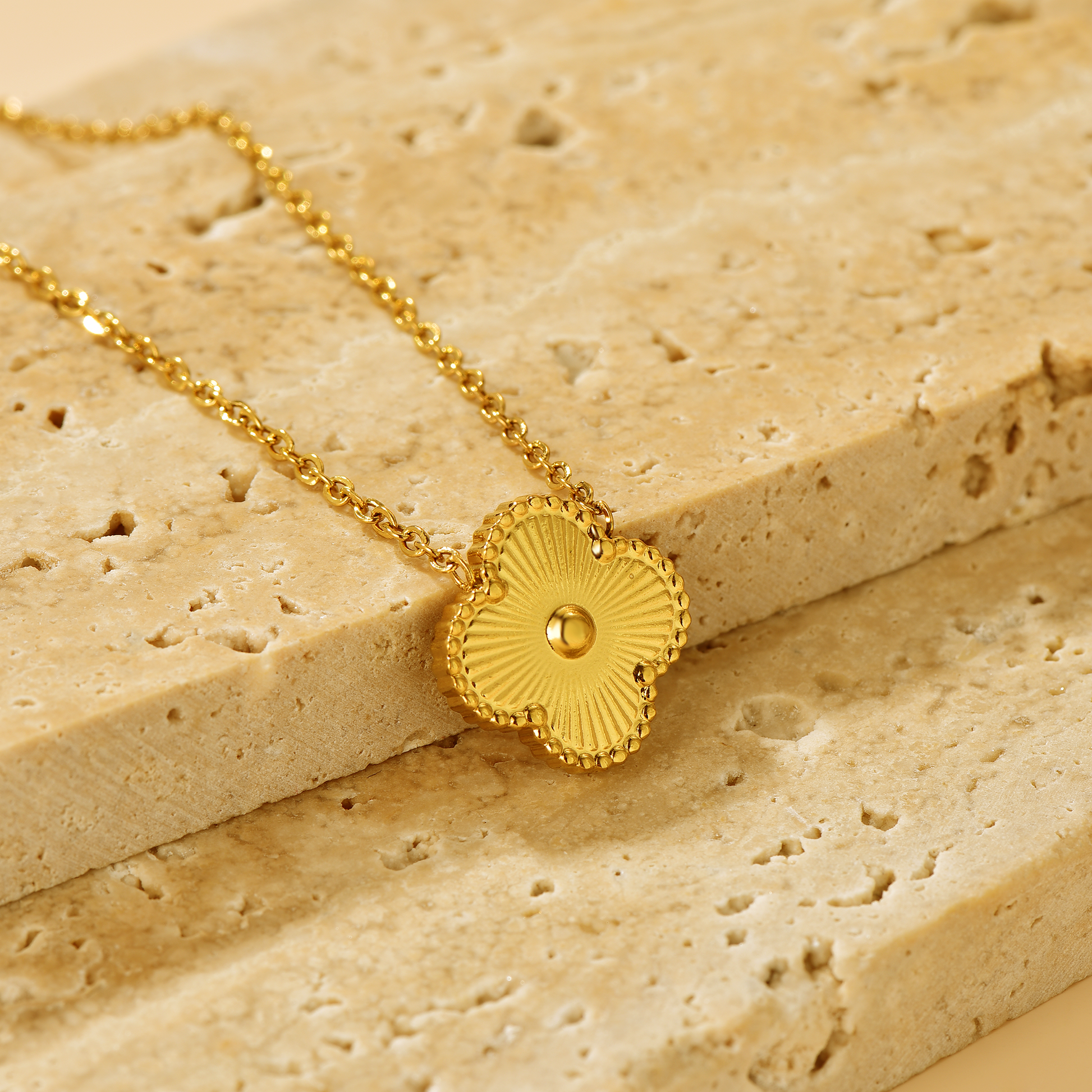 18K Gold Plated CZ Drop Clovers Necklace