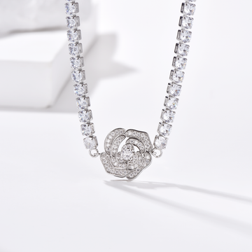 Rose Pendant Tennis Choker Necklace - Necklace - ONNNIII