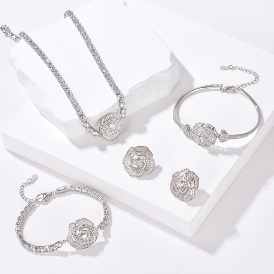 Rose Pendant Tennis Choker Necklace - Necklace - ONNNIII