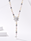 Snow Flower Pearl Drop Necklace - 4 Ways to Wear - Multicolour - Long Necklace - ONNNIII