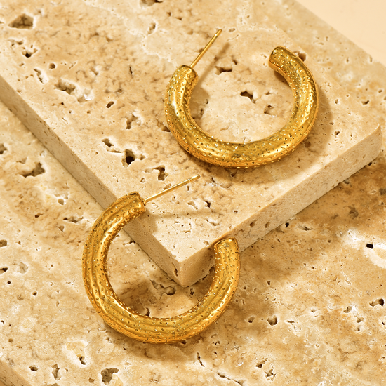 Erosion Textured Chunky Hoops - Earrings - ONNNIII