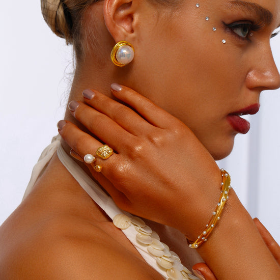 Pearl Textured Open Ring - Ring - ONNNIII