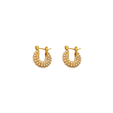 Pearl Pavé Huggie Earrings