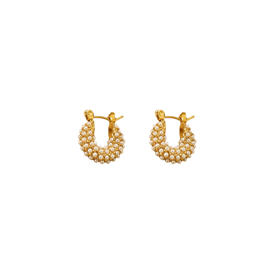 Pearl Pavé Huggie Earrings