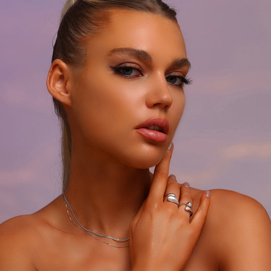 Wave Open Ring - Rhodium Plated Sterling Silver - Hypoallergenic - Ring - ONNNIII