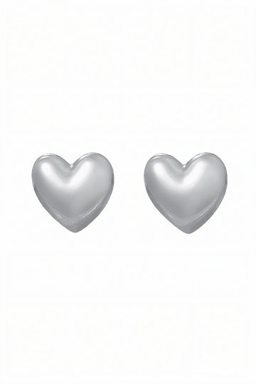 Heart Stud Earrings | Silver