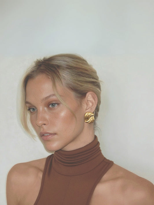 Wave Stud Earrings | Gold