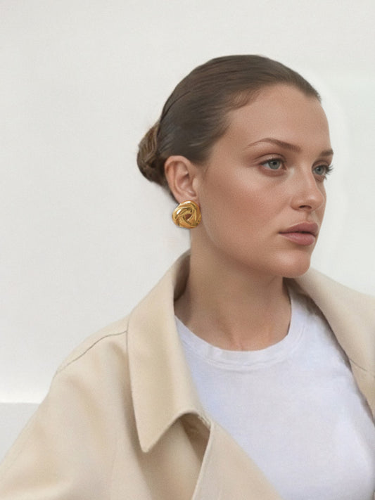 Triangle Knot Stud Earrings | Gold