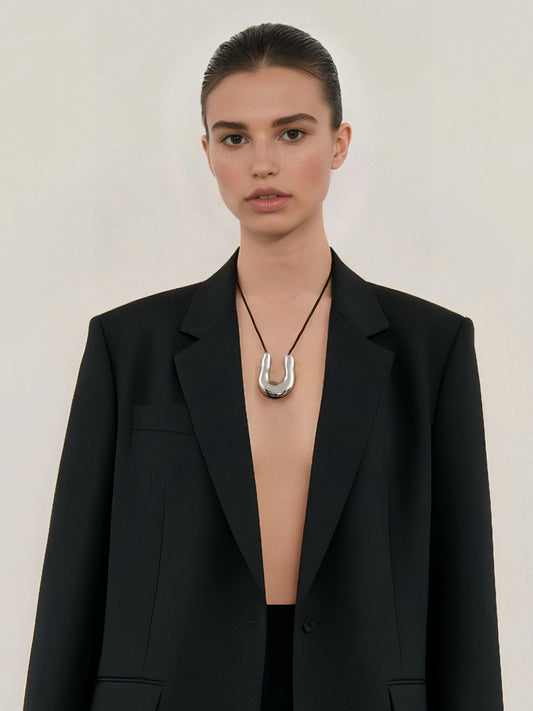 U Pendant Rope Necklace｜Silver