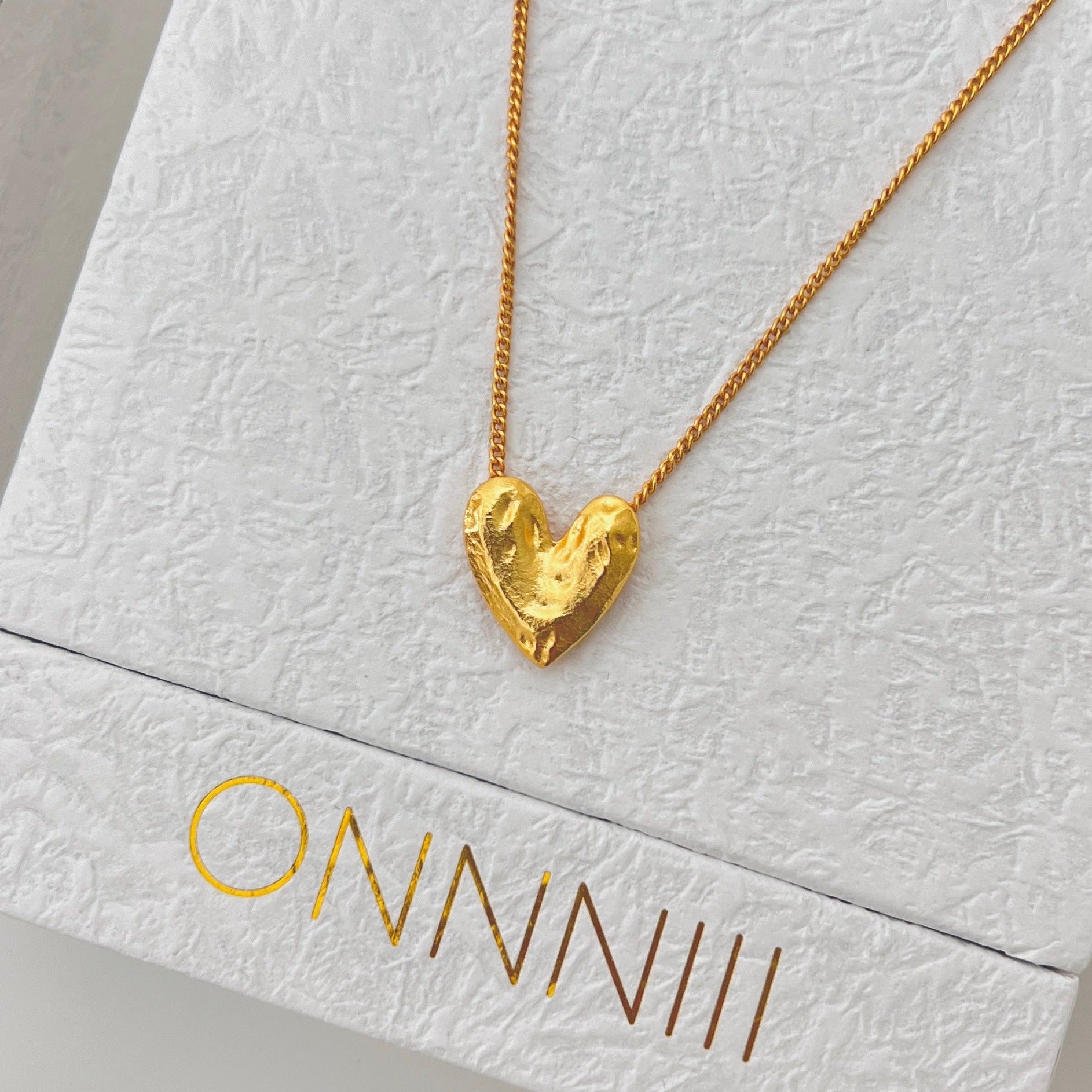 Textured Heart Pendant Necklace - Necklace - ONNNIII