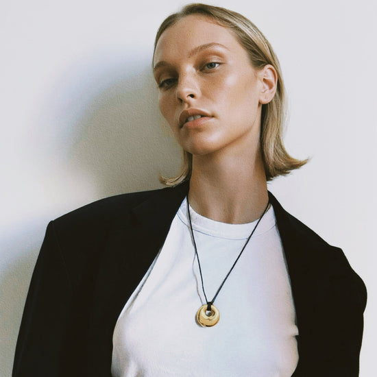 Circle Pendant Rope Necklace｜Gold - Gold - Necklace - ONNNIII