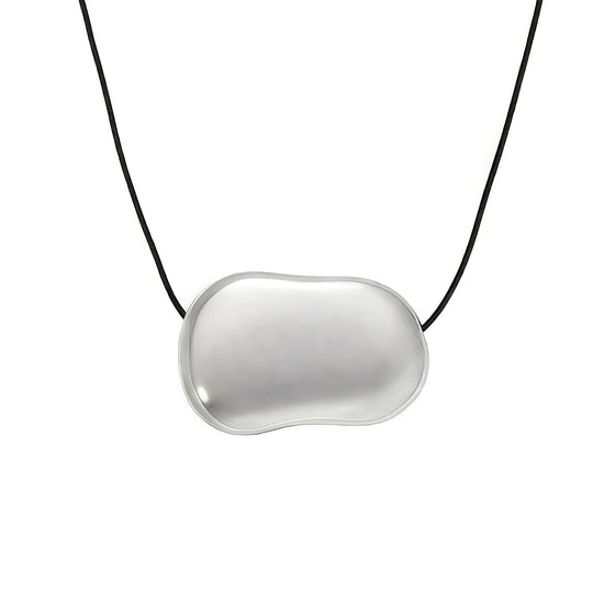 Silver pebble necklace with a unique pendant on a white background