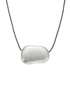 Silver pebble necklace with a unique pendant on a white background