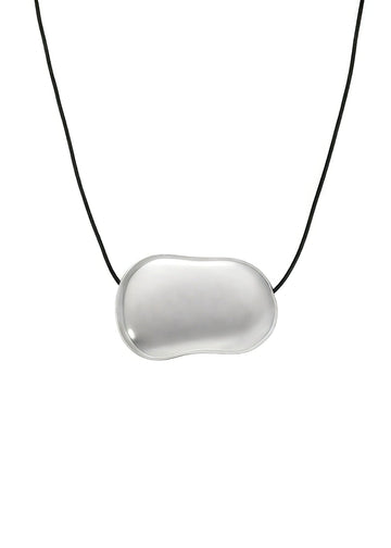 Silver pebble necklace with a unique pendant on a white background