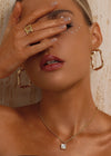 Square Twist Textured Hoop Earrings - Gold