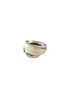 Silver and cream white ring on a white background