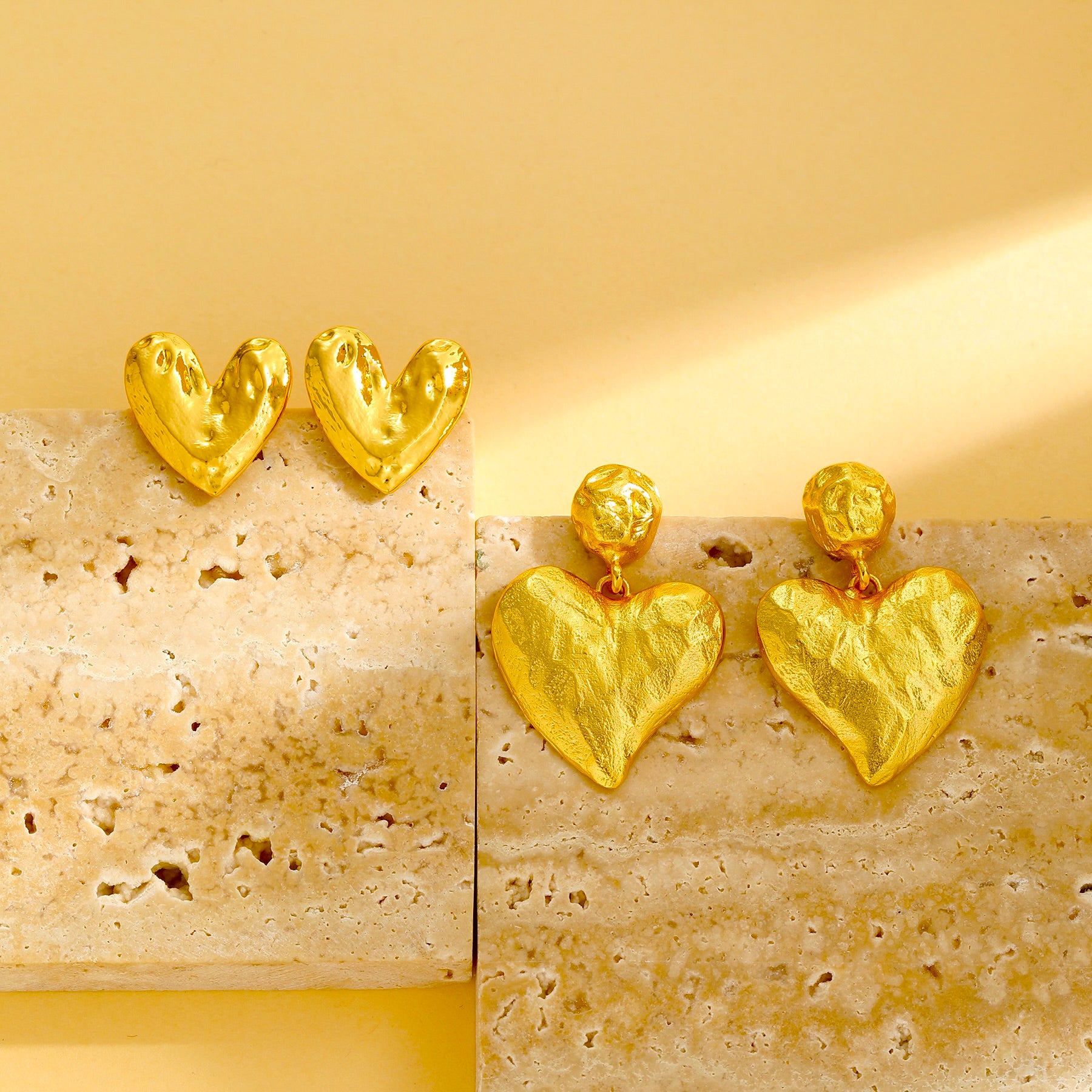 Textured Heart Drop Earrings - Earrings - ONNNIII