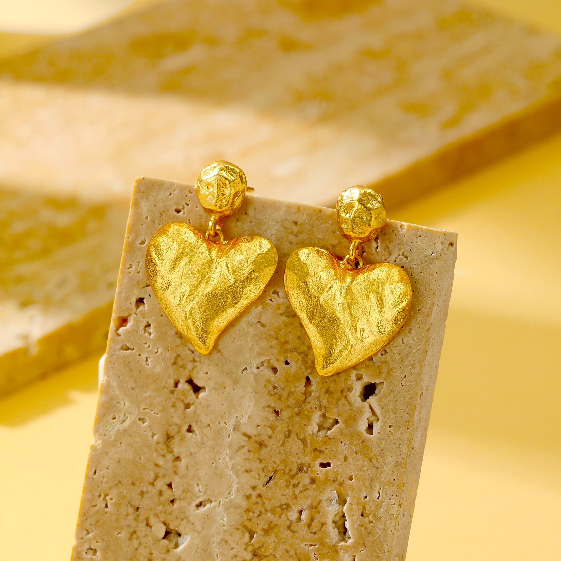 Textured Heart Drop Earrings - Earrings - ONNNIII