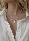 Rose Pendant Pearl Necklace | Double Sided