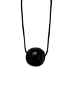 Black necklace with a round pendant on a white background
