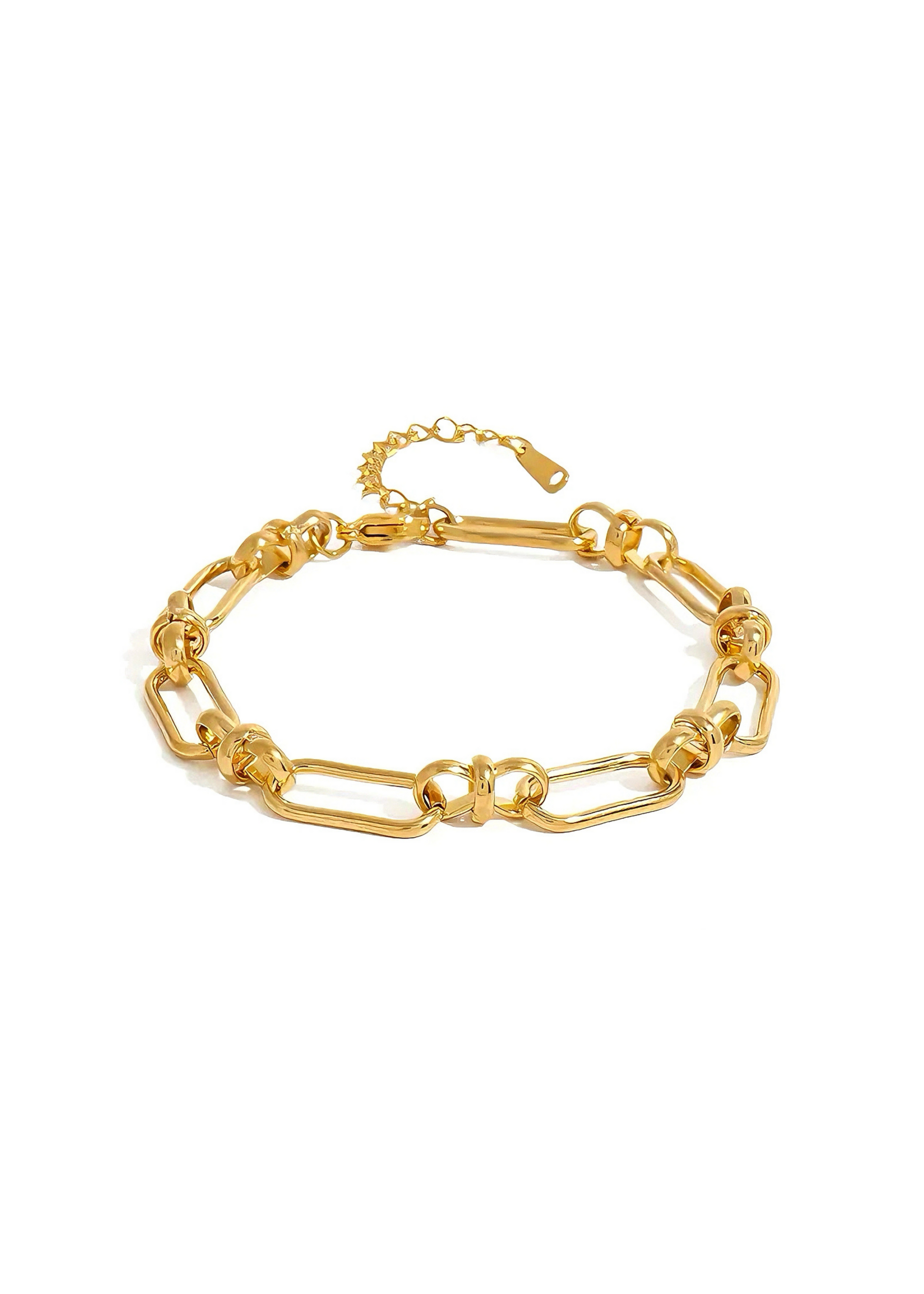 Gold chain bracelet on a white background